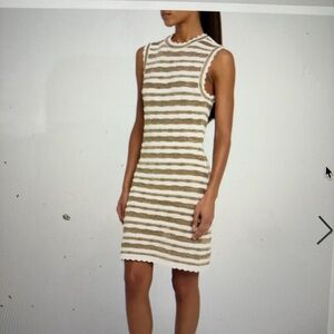 White and Brown Sleeveless knit dress by Veronica Beard. NWT